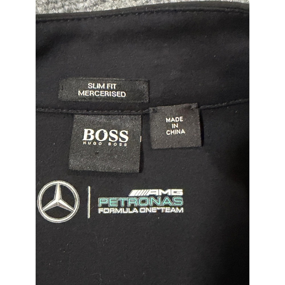 Hugo Boss Shirt Mens XL Black Mercedes AMG Petronas Mock Neck Zip Tee Racing - Picture 4 of 9